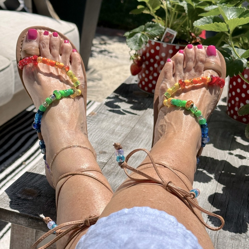 NIB Hawaiian Islands Gladiator lace up leather sandals! 
❤️💙💜💚💛🩷🏝️